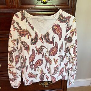 LOFT Colorful Leaf Print Sweater